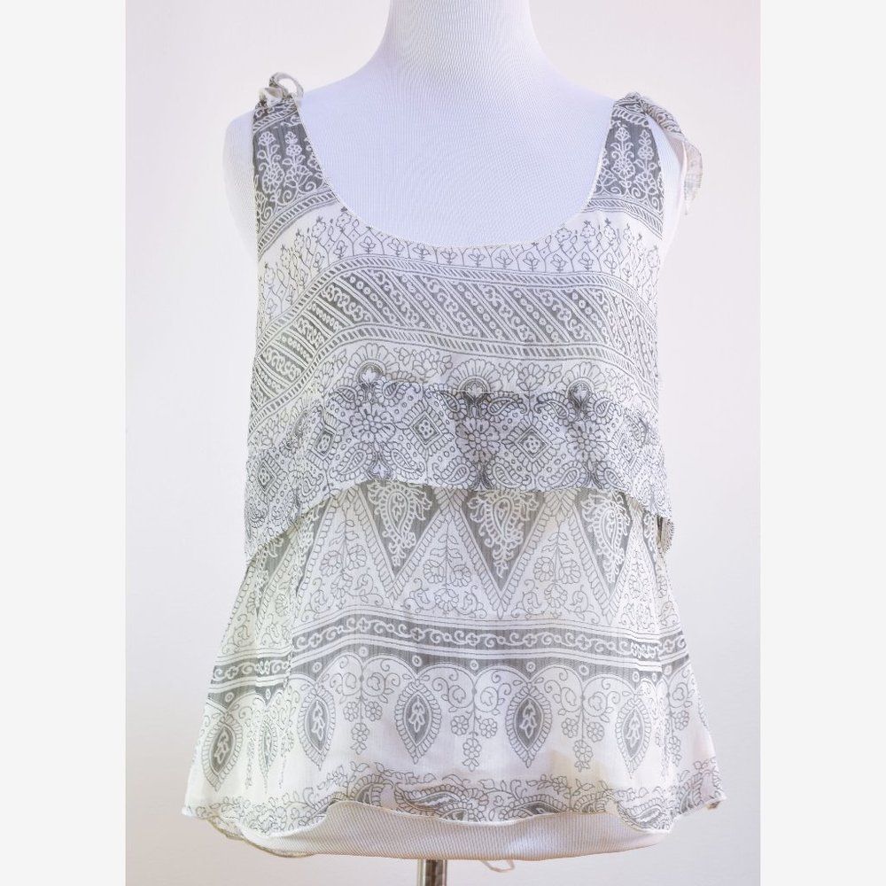 New Converse One Star Women's White Grey Top Blouse Tank Sleeveless Sz S